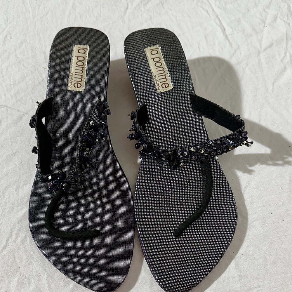 Black Embellished Women's Sandals